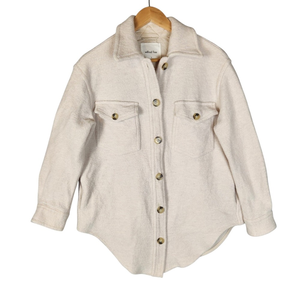 Wilfred Aritzia 100% Merino Wool Shirt Jacket Small Cream Shacket